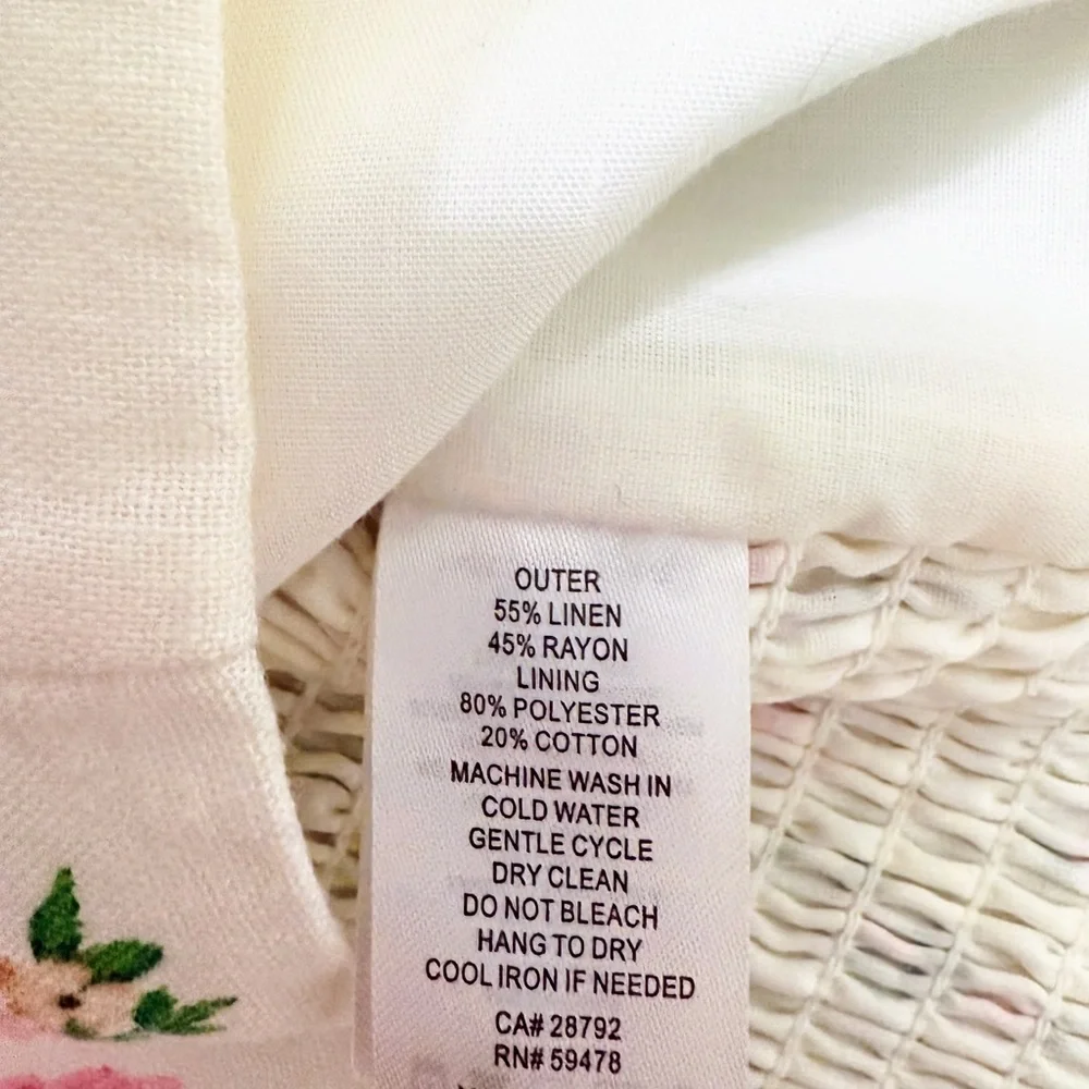 Joie Linen Floral Crop Top NWOT Smocked Pink Roses Cottagecore M
